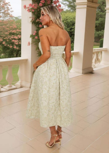 AX Paris Sage Floral Jacquard Bandeau A-Line Midi Dress