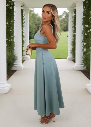 AX Paris Duck Egg Square Neck A-line Midi Dress