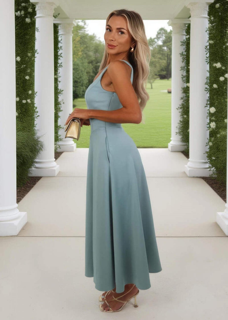 AX Paris Duck Egg Square Neck A-line Midi Dress