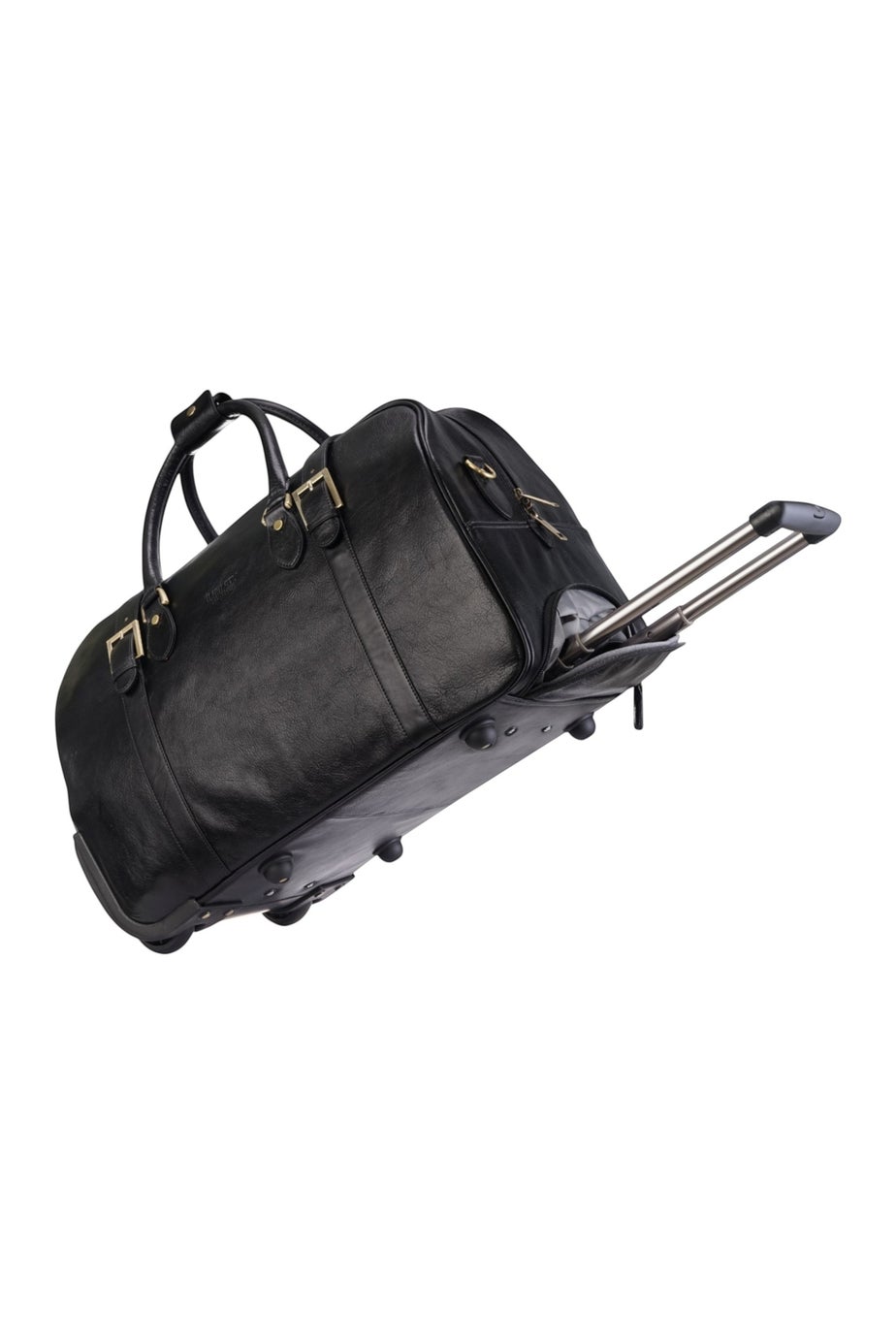 Infinity Leather Black Holt Wheeled Holdall Bag