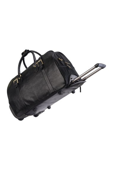 Infinity Leather Black Holt Wheeled Holdall Bag