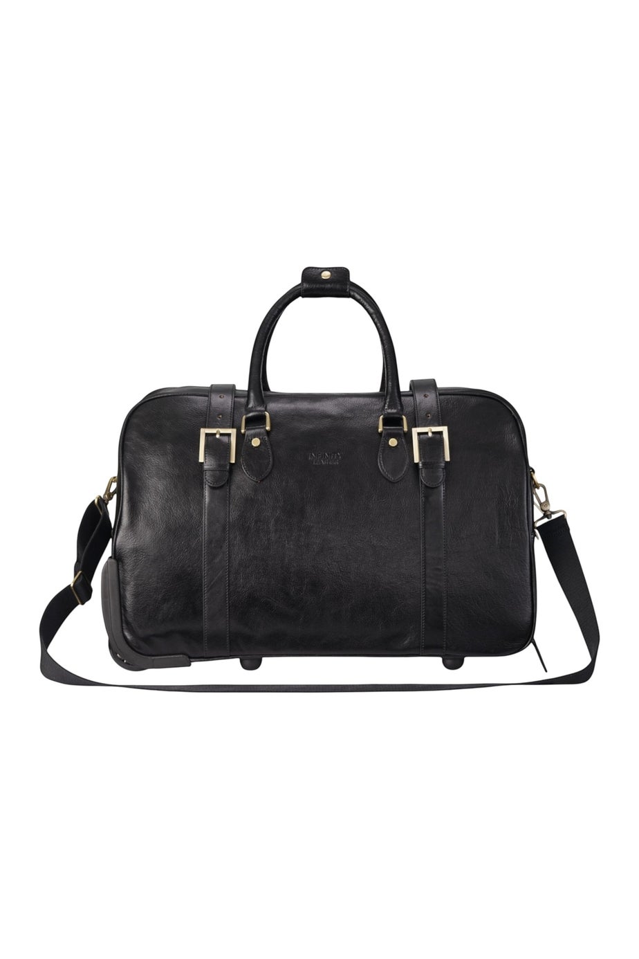 Infinity Leather Black Holt Wheeled Holdall Bag