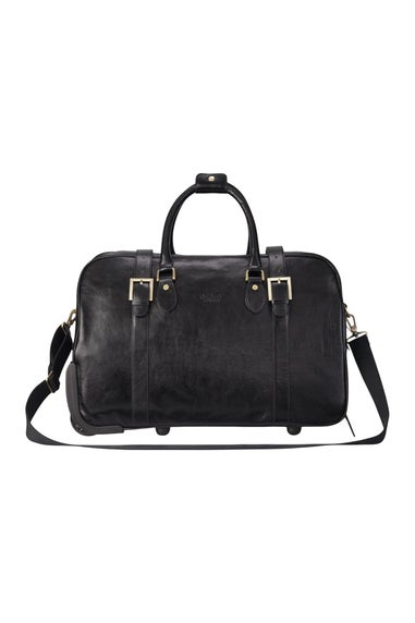 Infinity Leather Black Holt Wheeled Holdall Bag