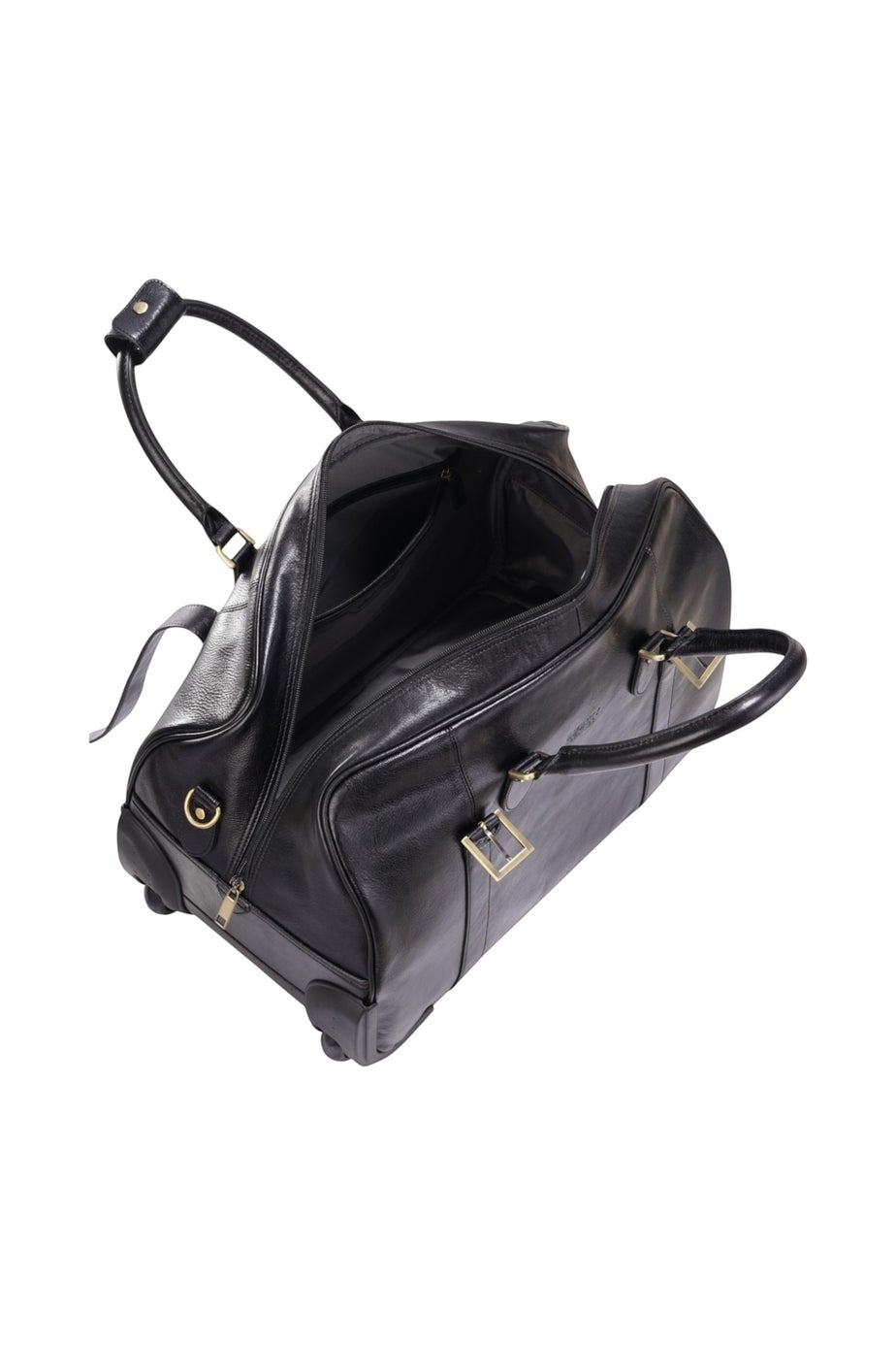 Infinity Leather Black Holt Wheeled Holdall Bag