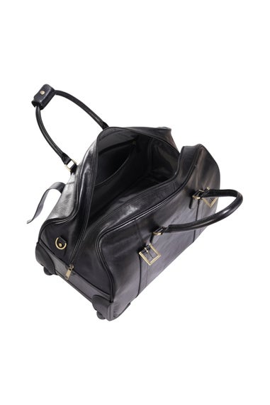 Infinity Leather Black Holt Wheeled Holdall Bag