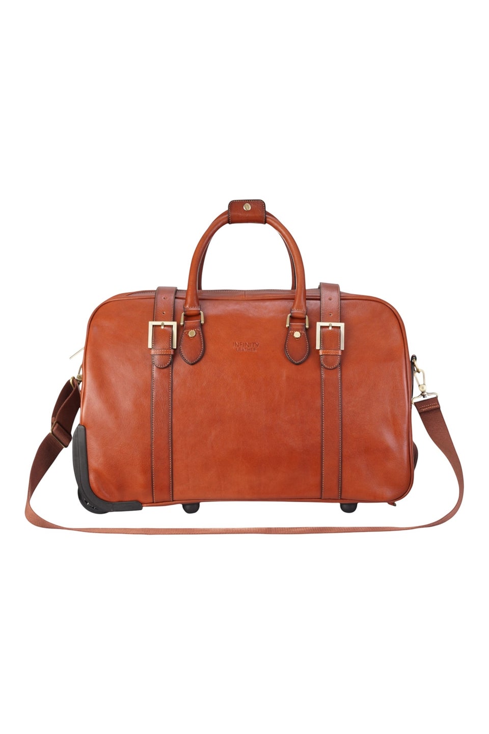 Infinity Leather Tan Holt Wheeled Holdall Bag