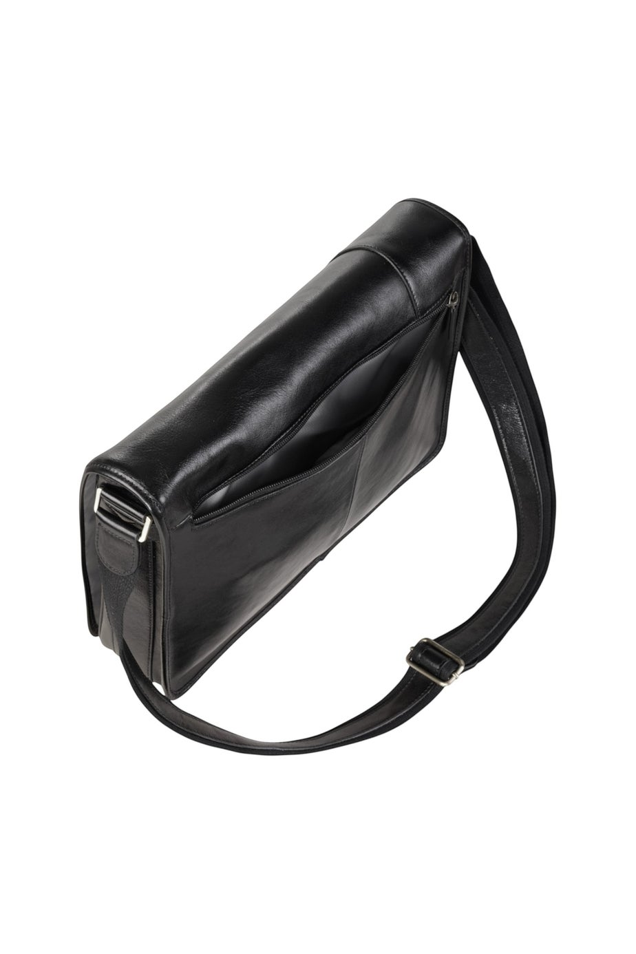 Infinity Leather Black Astor Laptop Satchel Messenger Shoulder Bag