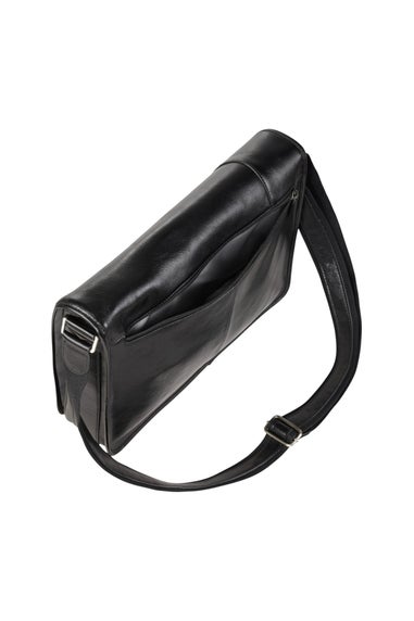 Infinity Leather Black Astor Laptop Satchel Messenger Shoulder Bag