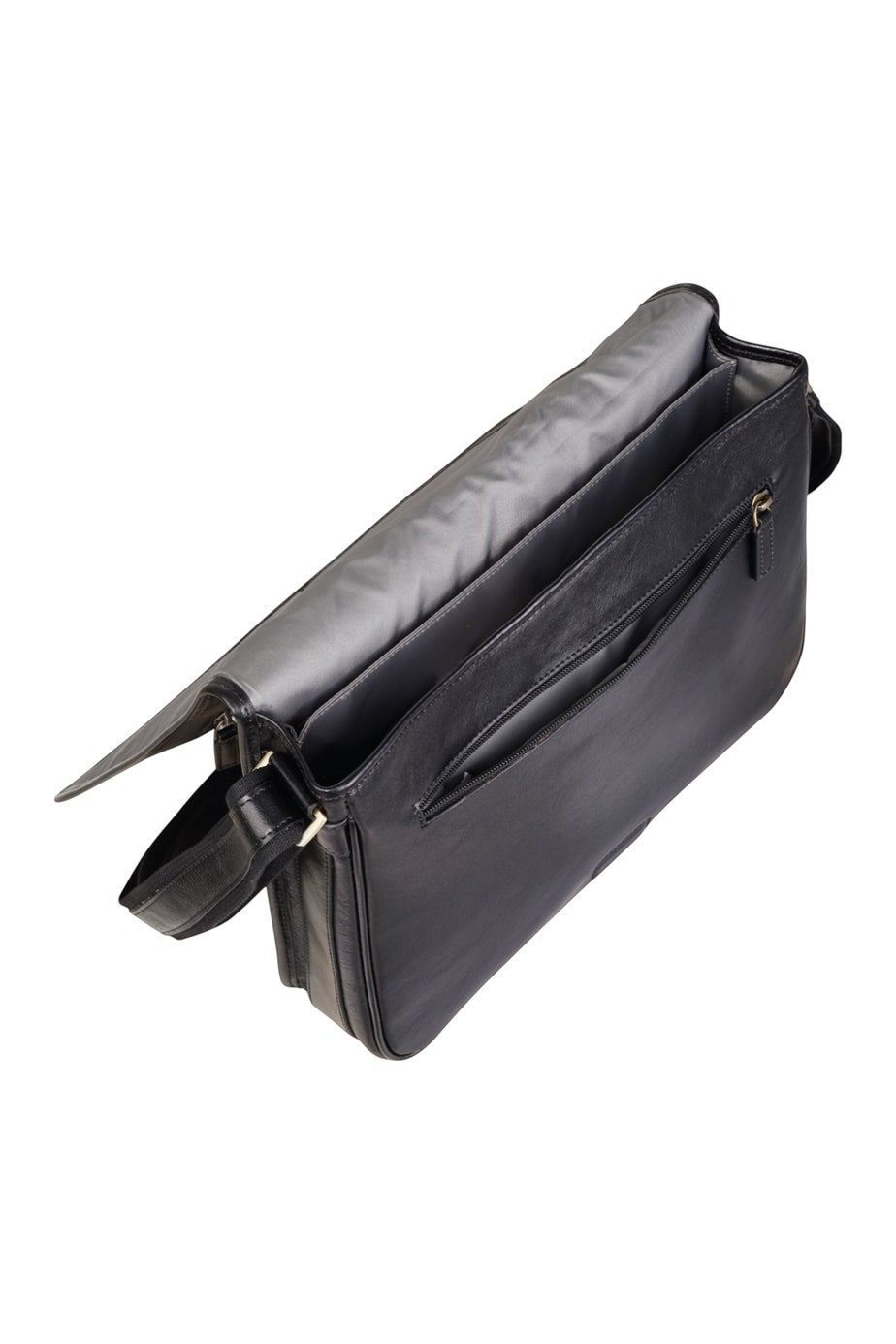 Infinity Leather Black Astor Laptop Satchel Messenger Shoulder Bag