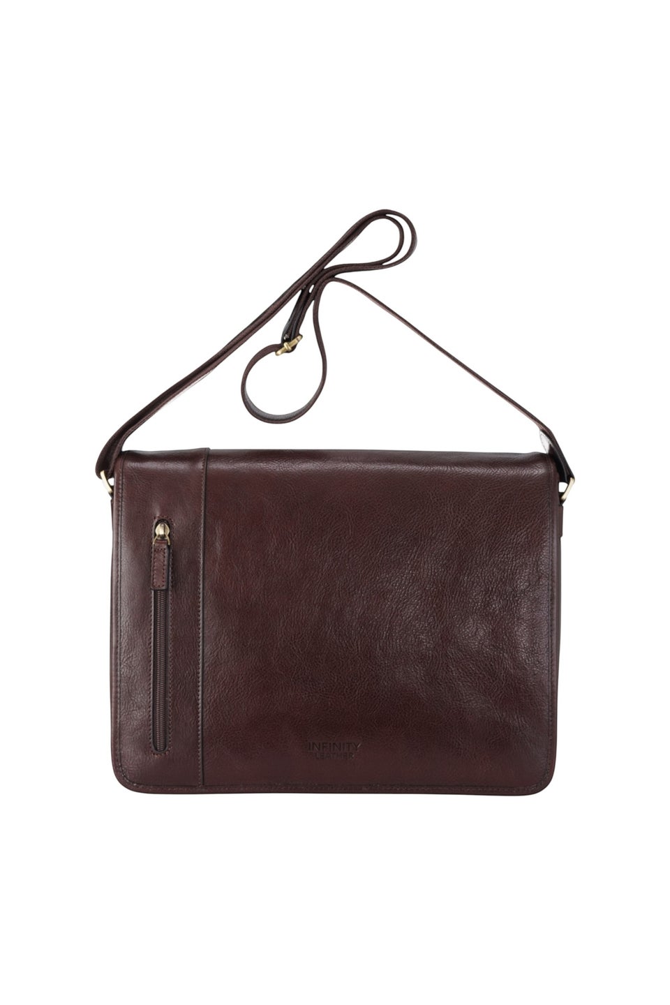 Infinity Leather Brown Astor Laptop Satchel Messenger Shoulder Bag