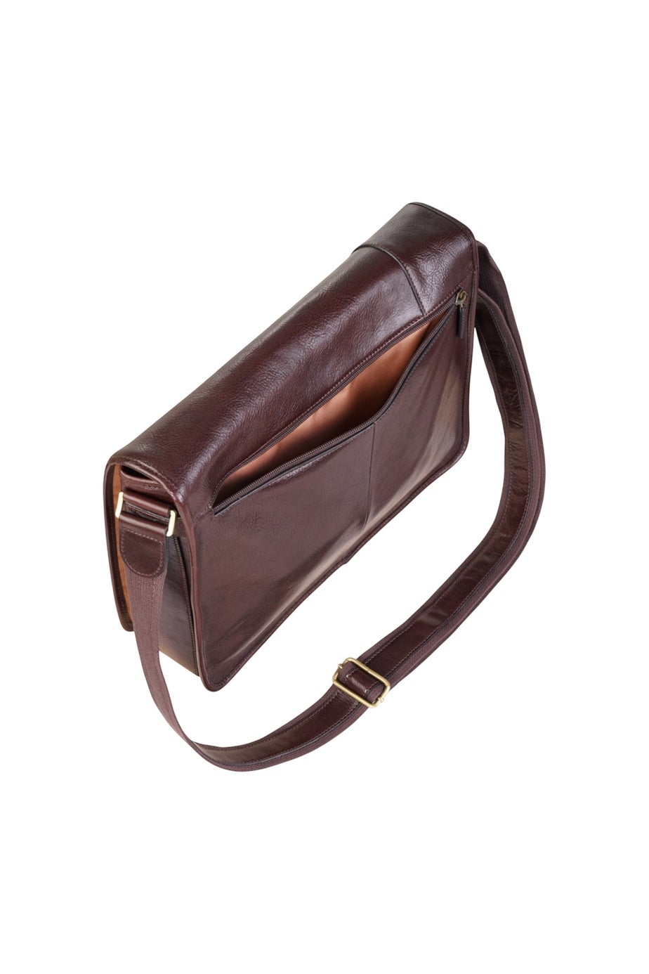 Infinity Leather Brown Astor Laptop Satchel Messenger Shoulder Bag