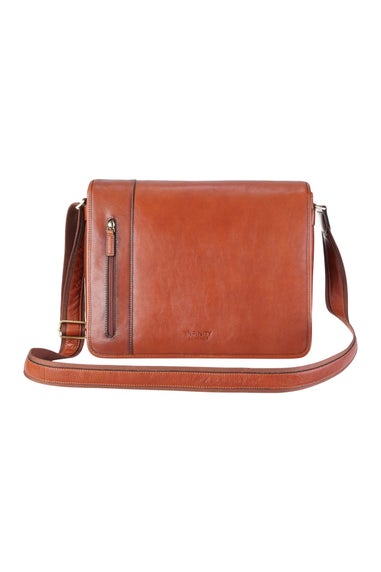 Infinity Leather Tan Astor Laptop Satchel Messenger Shoulder Bag