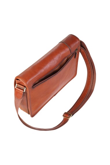 Infinity Leather Tan Astor Laptop Satchel Messenger Shoulder Bag