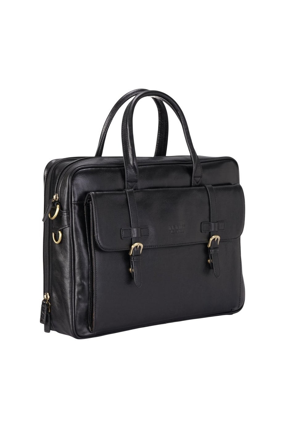 Infinity Leather Black Belmont Laptop Satchel Shoulder Bag