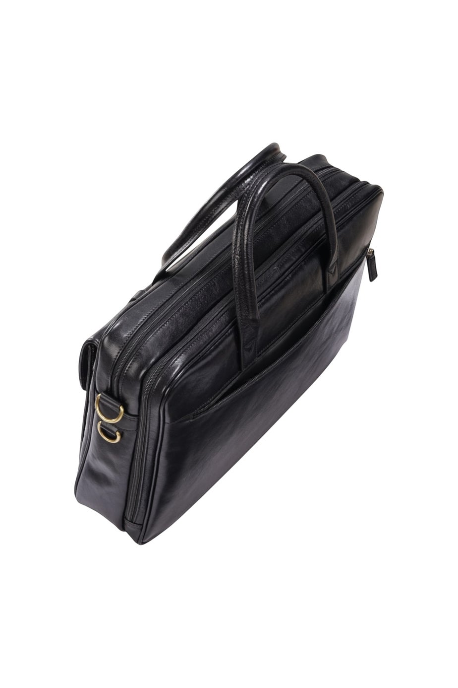 Infinity Leather Black Belmont Laptop Satchel Shoulder Bag