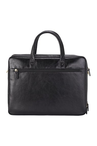 Infinity Leather Black Belmont Laptop Satchel Shoulder Bag