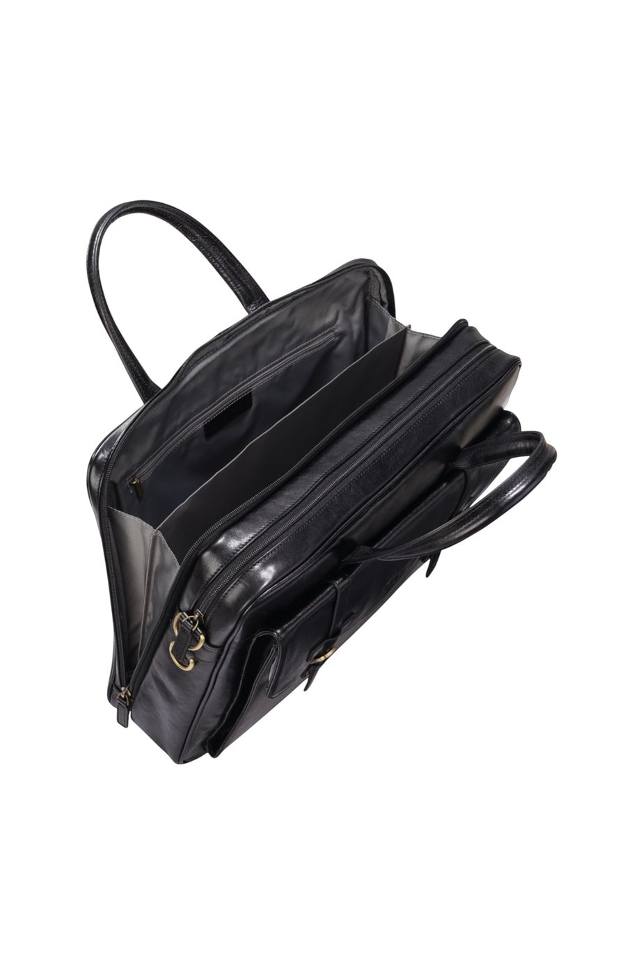 Infinity Leather Black Belmont Laptop Satchel Shoulder Bag