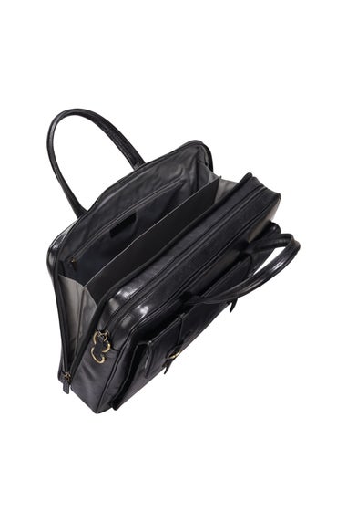 Infinity Leather Black Belmont Laptop Satchel Shoulder Bag