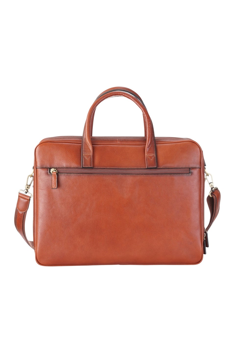 Infinity Leather Tan Belmont Laptop Satchel Shoulder Bag