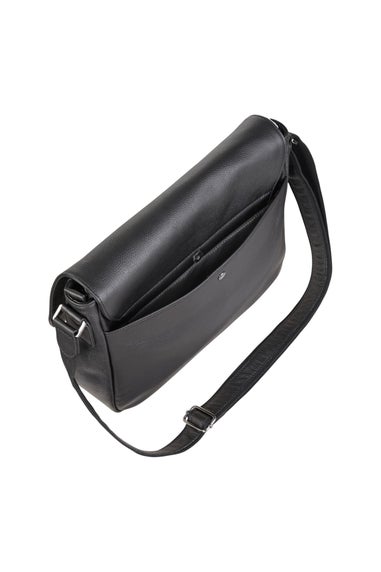 Infinity Leather Black Camden Laptop Travel Messenger Satchel