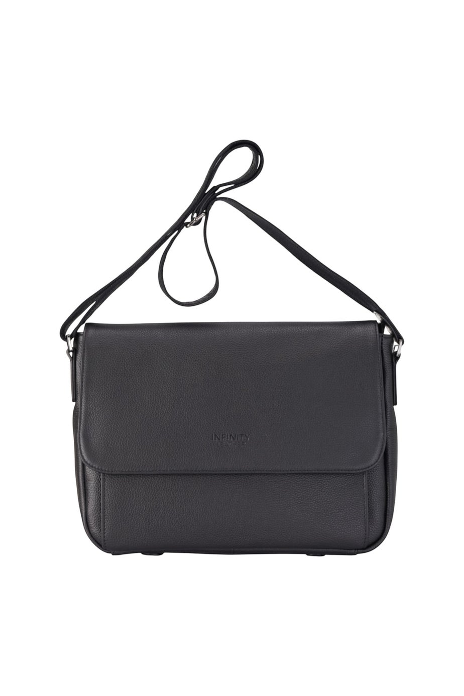 Infinity Leather Black Camden Laptop Travel Messenger Satchel