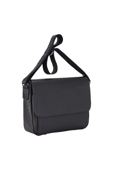 Infinity Leather Black Camden Laptop Travel Messenger Satchel