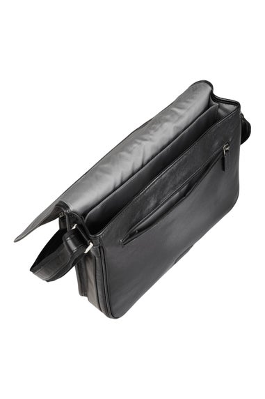 Infinity Leather Black Camden Laptop Travel Messenger Satchel