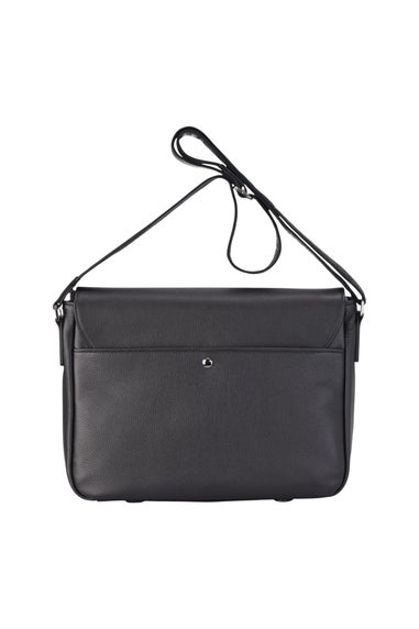 Infinity Leather Black Camden Laptop Travel Messenger Satchel
