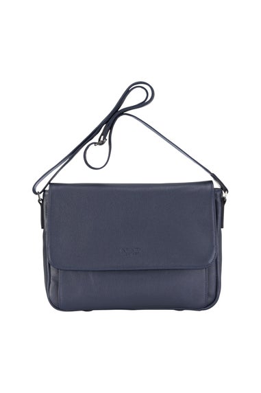 Infinity Leather Navy Camden Laptop Travel Messenger Satchel