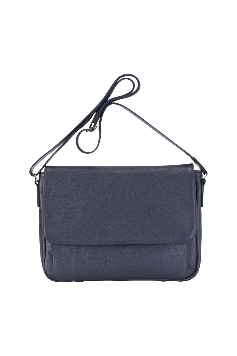 Infinity Leather Navy Camden Laptop Travel Messenger Satchel