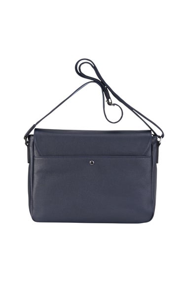 Infinity Leather Navy Camden Laptop Travel Messenger Satchel