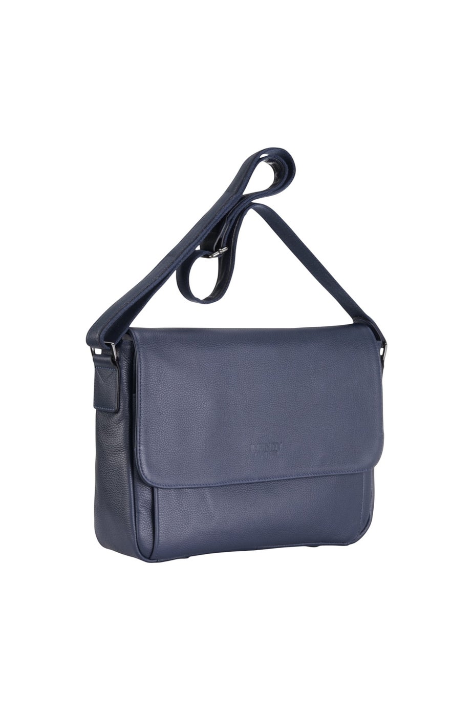 Infinity Leather Navy Camden Laptop Travel Messenger Satchel