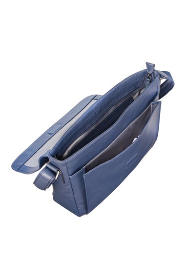 Infinity Leather Navy Camden Laptop Travel Messenger Satchel