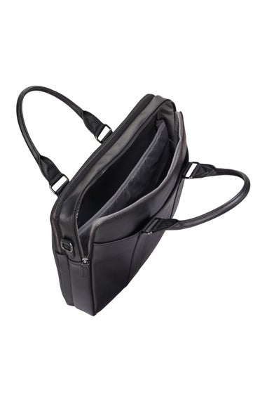 Infinity Leather Black Sutton Briefcase Travel Bag