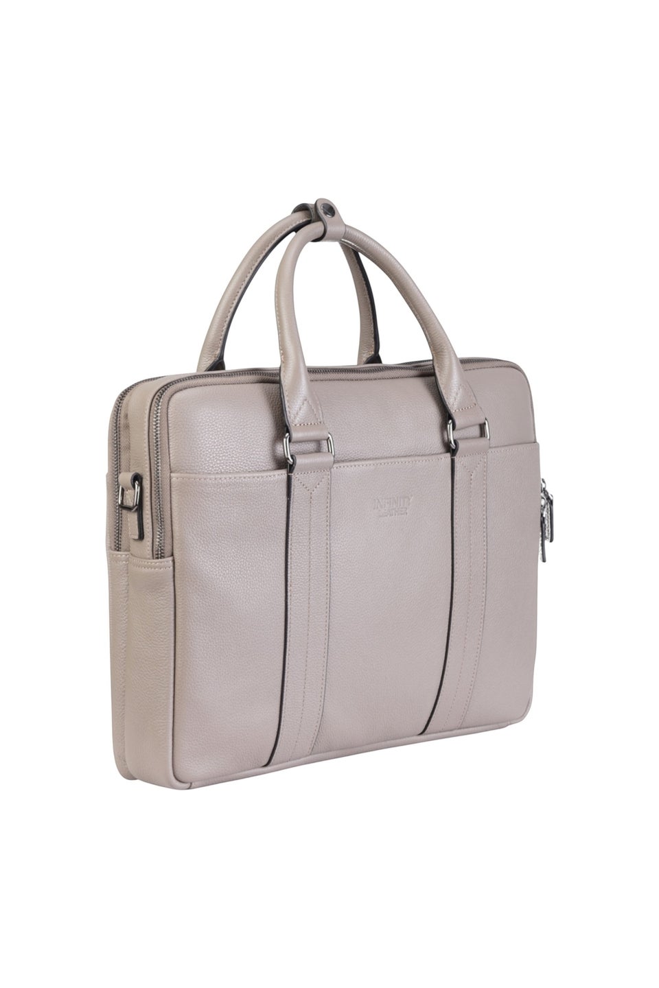 Infinity Leather Grey Sutton Briefcase Travel Bag