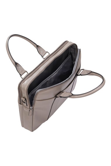 Infinity Leather Grey Sutton Briefcase Travel Bag