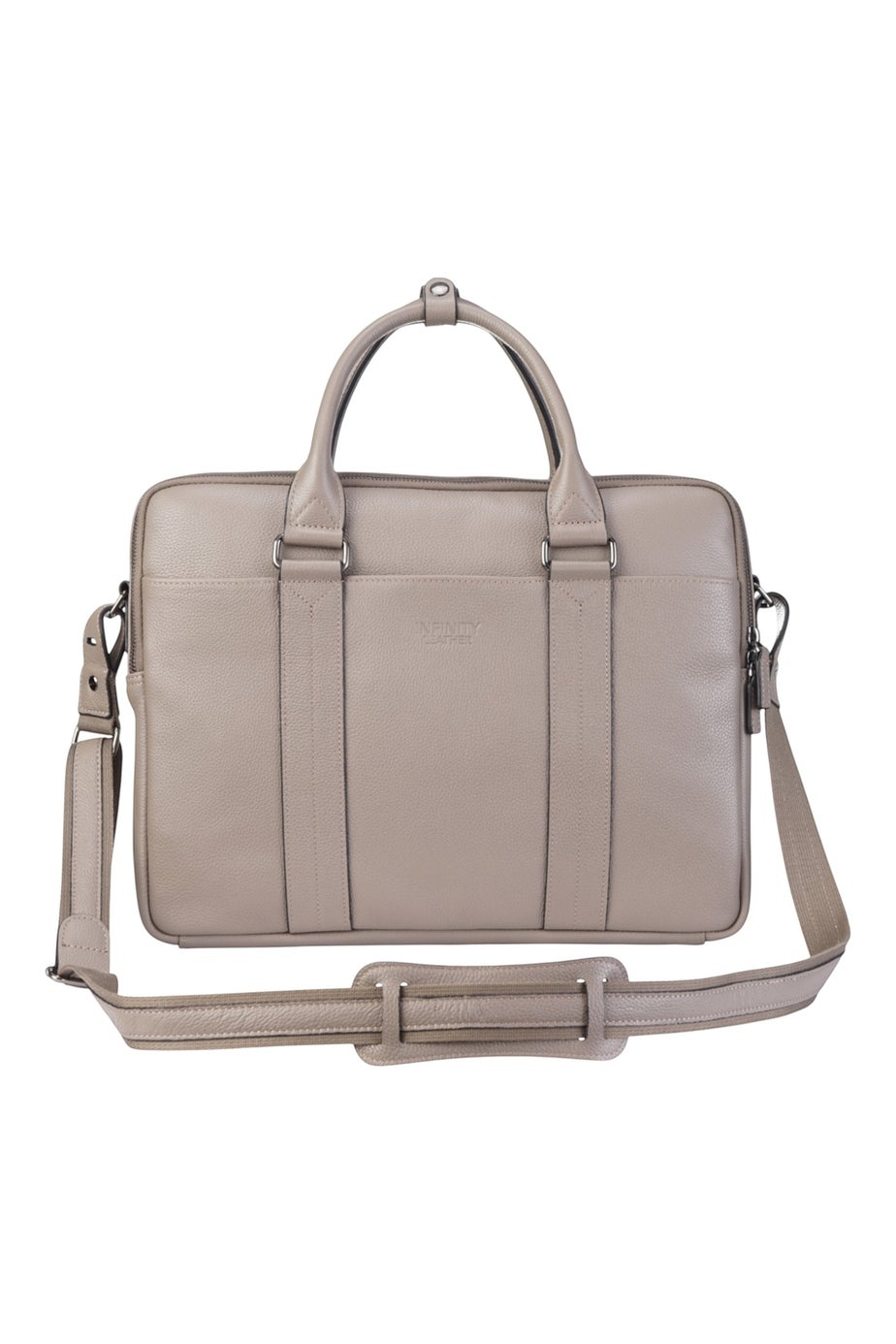 Infinity Leather Grey Sutton Briefcase Travel Bag