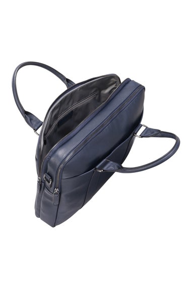 Infinity Leather Navy Sutton Briefcase Travel Bag
