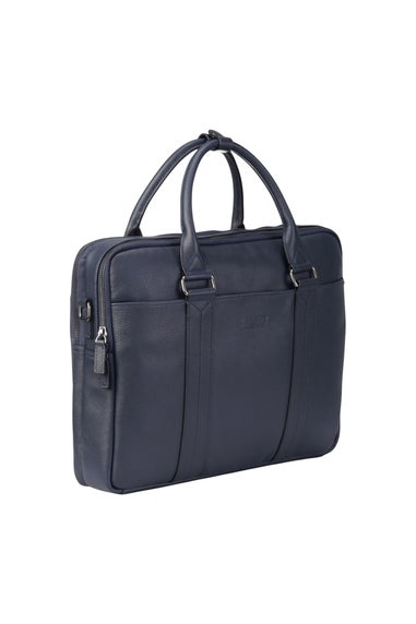 Infinity Leather Navy Sutton Briefcase Travel Bag