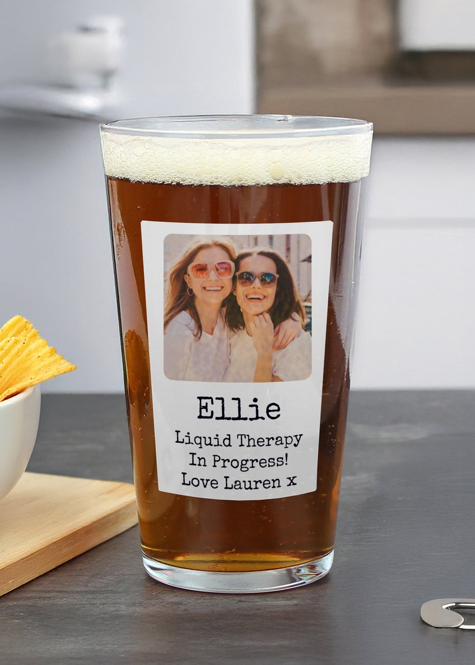 Personalised Memento Company Photo Upload Polaroid Beer Glass Clear