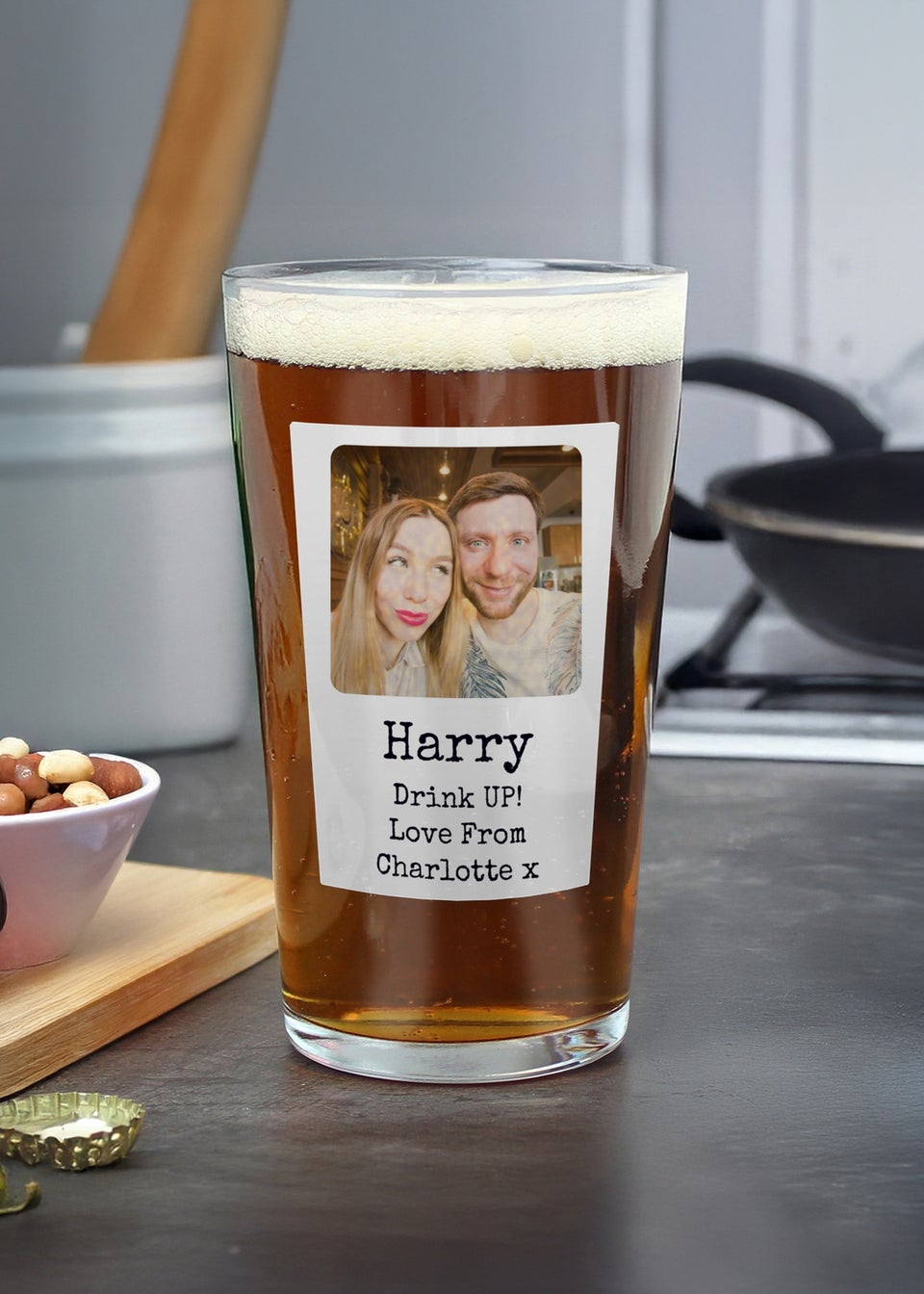 Personalised Memento Company Photo Upload Polaroid Beer Glass Clear