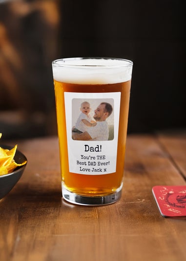 Personalised Memento Company Photo Upload Polaroid Beer Glass Clear