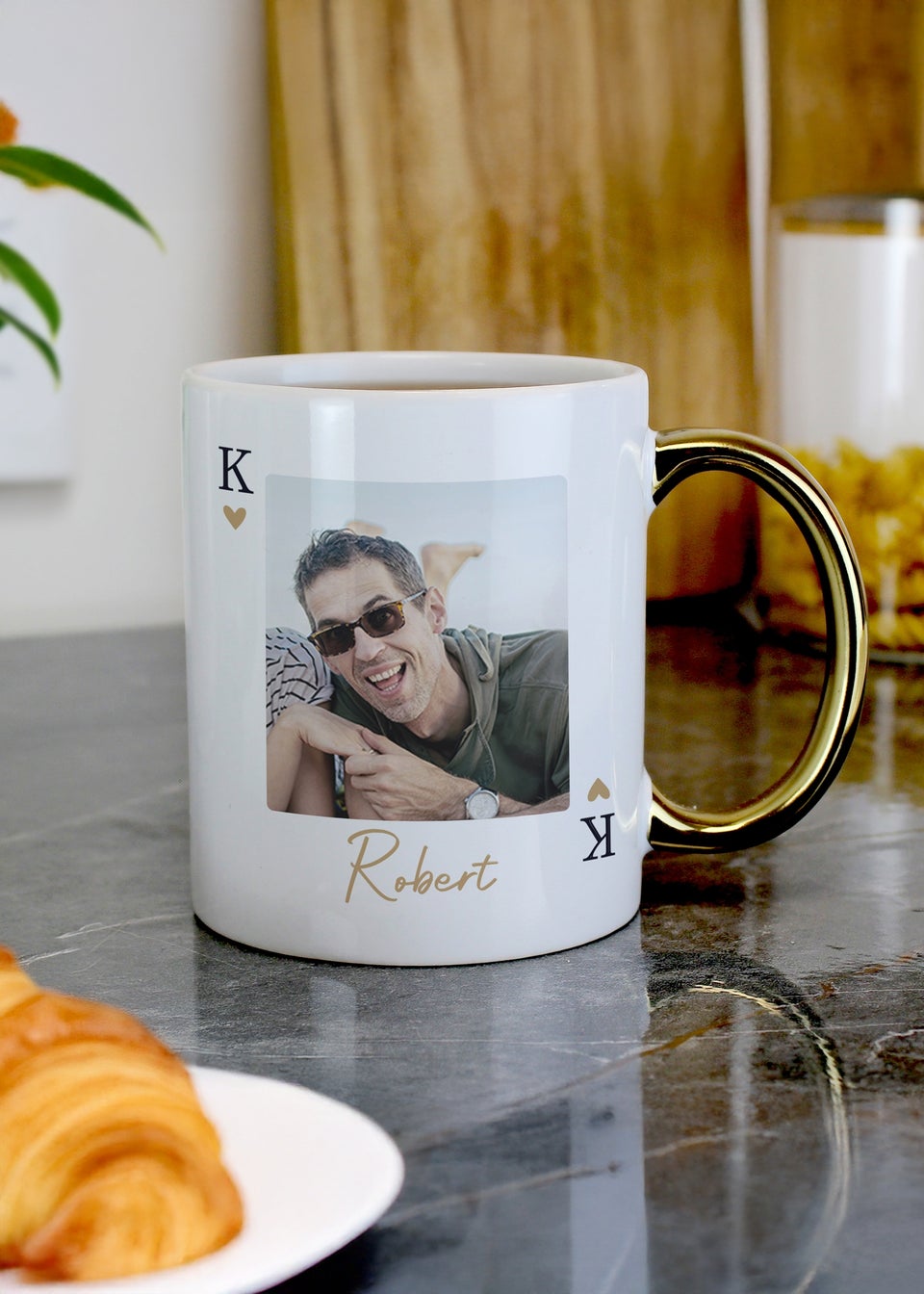 Personalised Memento Company Photo Upload King Gold Handle Mug