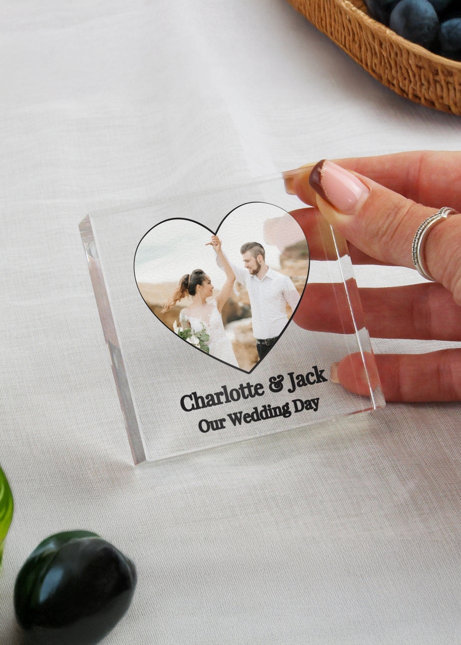 Personalised Memento Company Heart Photo Upload Small Glass Ornament Clear