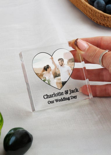 Personalised Memento Company Heart Photo Upload Small Glass Ornament Clear