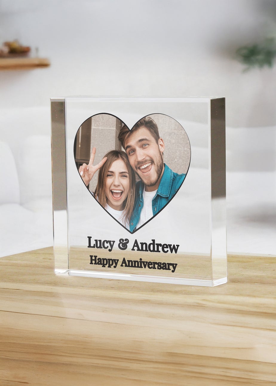 Personalised Memento Company Heart Photo Upload Small Glass Ornament Clear