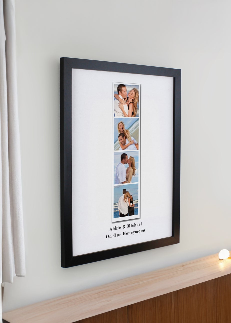 Personalised Memento Company Photo Upload Strip Black Poster Frame White