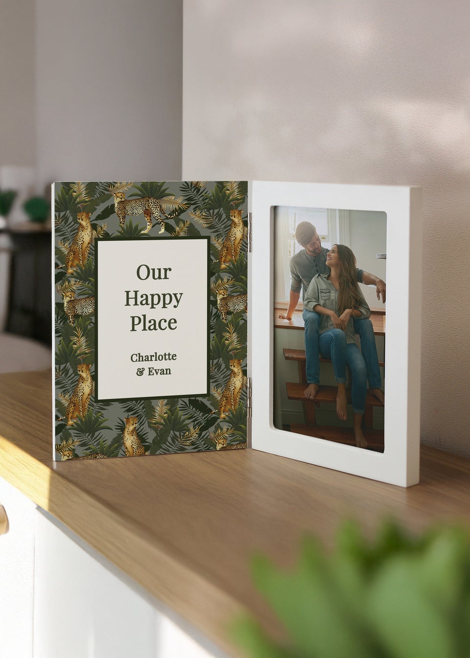 Personalised Memento Company Leopard Print Wooden Hinged 6x4 Photo Frame Multi Colour