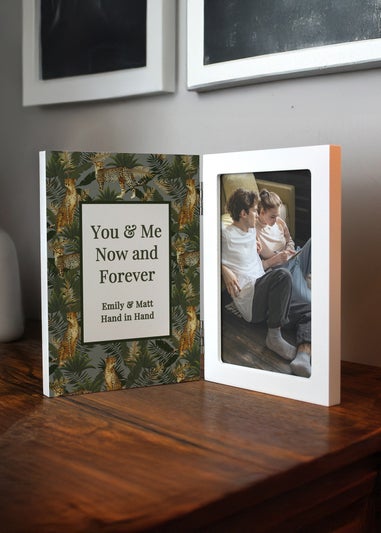 Personalised Memento Company Leopard Print Wooden Hinged 6x4 Photo Frame Multi Colour