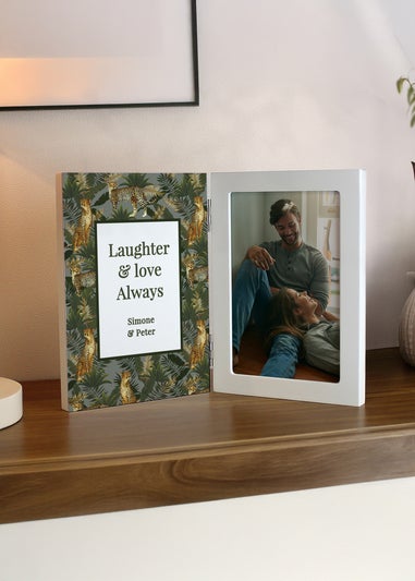 Personalised Memento Company Leopard Print Wooden Hinged 6x4 Photo Frame Multi Colour